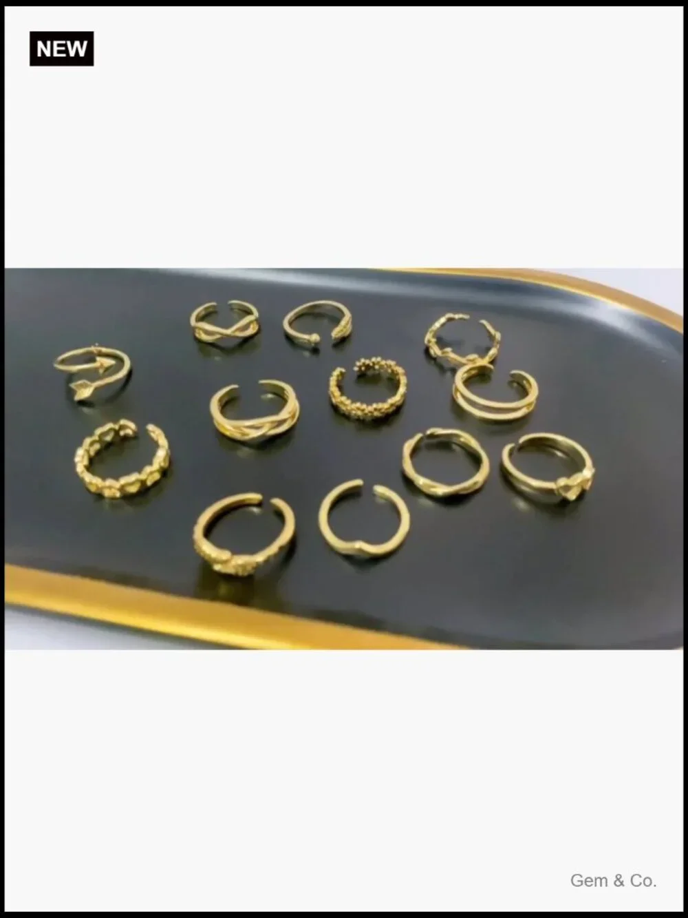 12 Piece Gold Toe Ring Set - Flower Arrow Band Open Tail Toe Rings Women